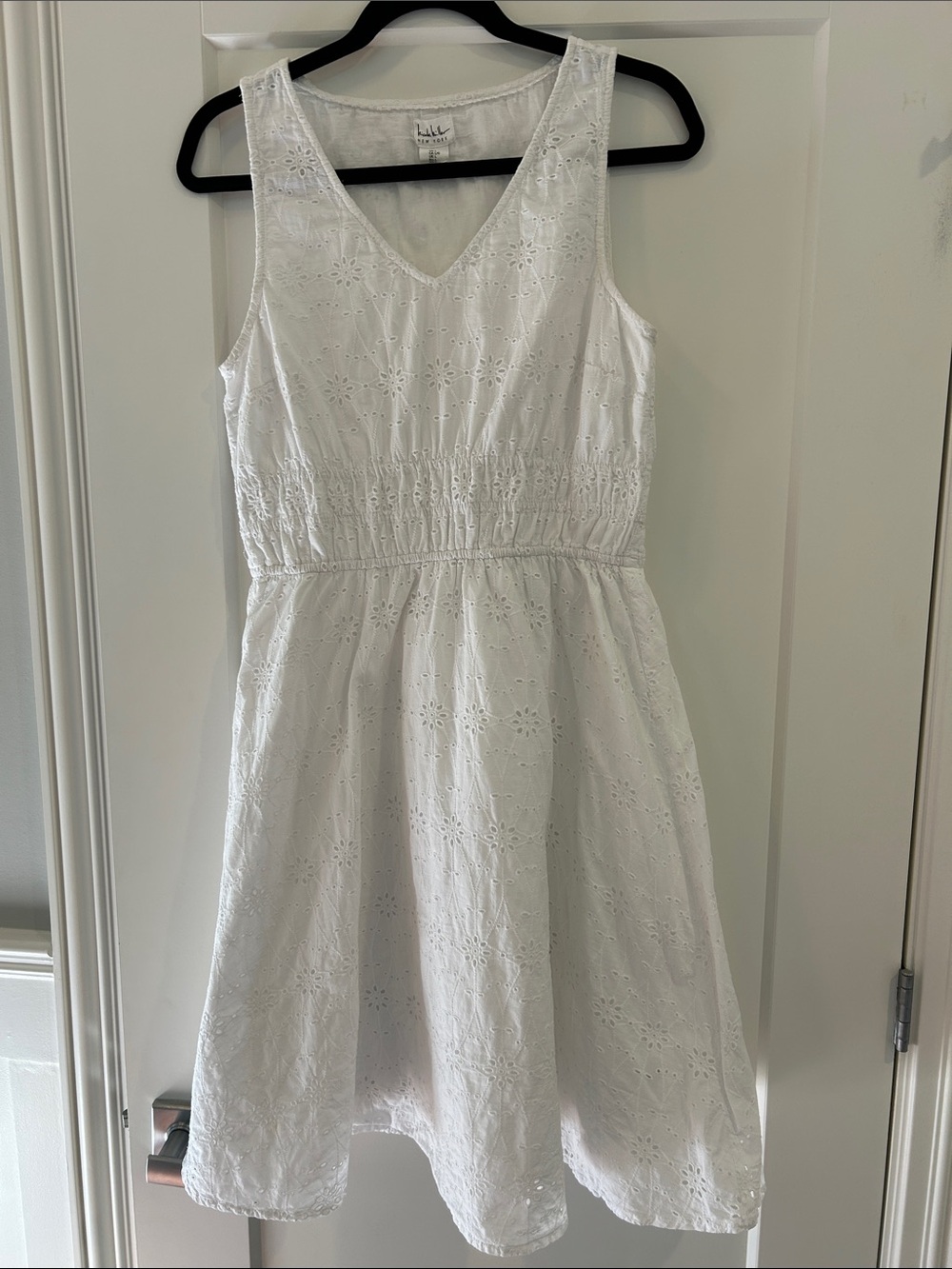 Nicole Miller White Eyelet V-Neck Sundress